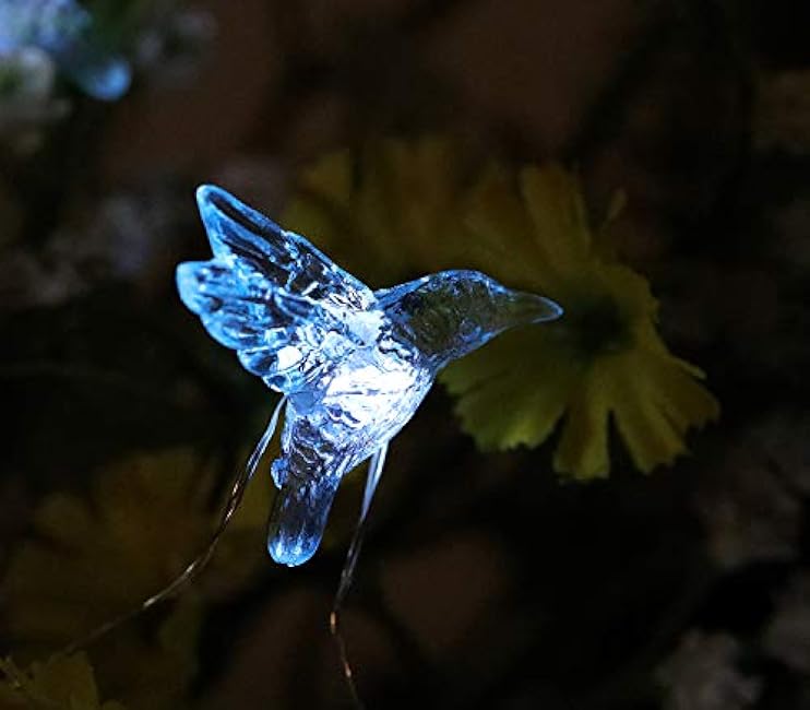 Solar Hummingbird String Lights, 15.8 Ft 30 Warm White LED Outdoor Waterproof Bird Fairy String Lights for Garden Yard Outdoor Decorations