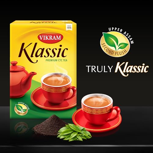 Image of Vikram Klassic Tea - Premium CTC | Authentic Upper Assam & Second Flush Leaves | Strong, Flavorful & Aromatic Blend | Rich Amber Color, Uplifting Aroma & Unique Muscatel Taste | 500g