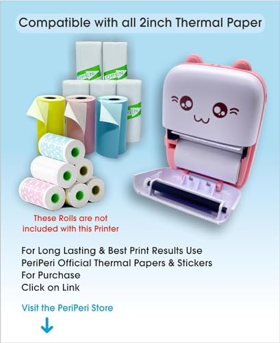 Image of Toys Mini Portable Thermal Printer - Bluetooth Pocket Printer for Kids & Adults, 57mm Inkless Photo & with (1 Roll + 1 Extra Roll) Prints B&W Notes & Stickers (Assorted) with 1 Year Warranty (BG30)