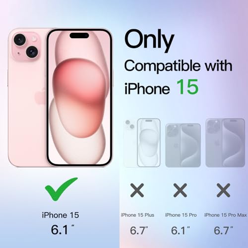 JETech iPhone 15 (6.1インチ専用) きらきら ケース ブリンブリン 衝撃吸収 バンパーカバー かわいい キラキラ 女性用 (ピンク)