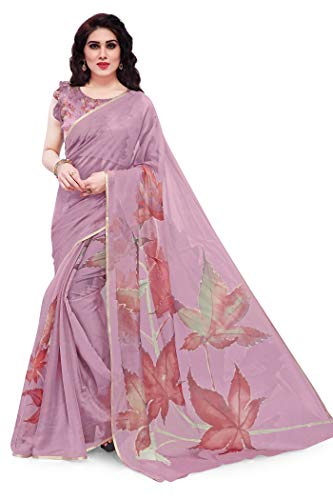 Image of MIRCHI FASHION Women Saree Organza Printed | Traditional Semi-Transparent Festive Sari with Unstitched Blouse Piece