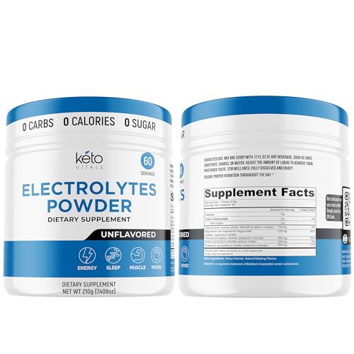 Image of Keto Vitals RAW Unflavored Electrolyte Powder - Sugar Free Electrolytes for Fasting, Keto & Hydration - No Sugar, No Flavor - Flavorless Electrolytes Powder Tub - 60 Servings