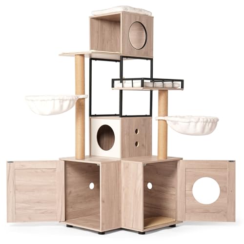 Torre moderna para gatos con rascador y cojín lavable miniatura 3