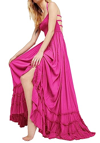Image of R.Vivimos Womens Summer Boho Sexy Backless Long Dresses