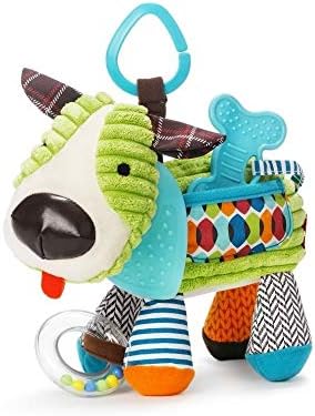 Skip Hop Bandana Buddies Jouet d'activité et de dentition pour bébé avec hochet multi-sensoriel et textures, chiot