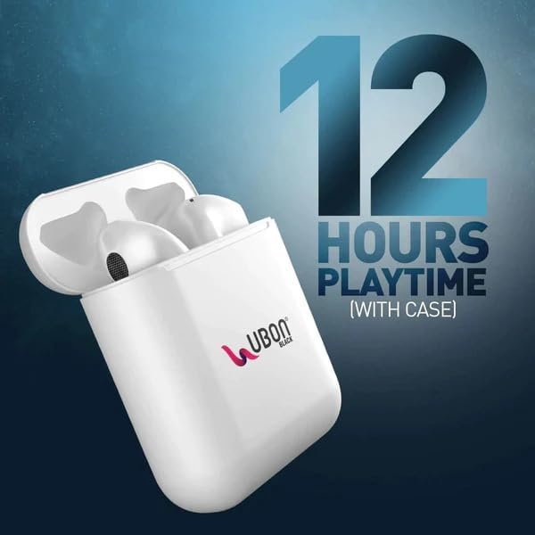 Ubon BT50 Earbuds charging case indicating playtime
