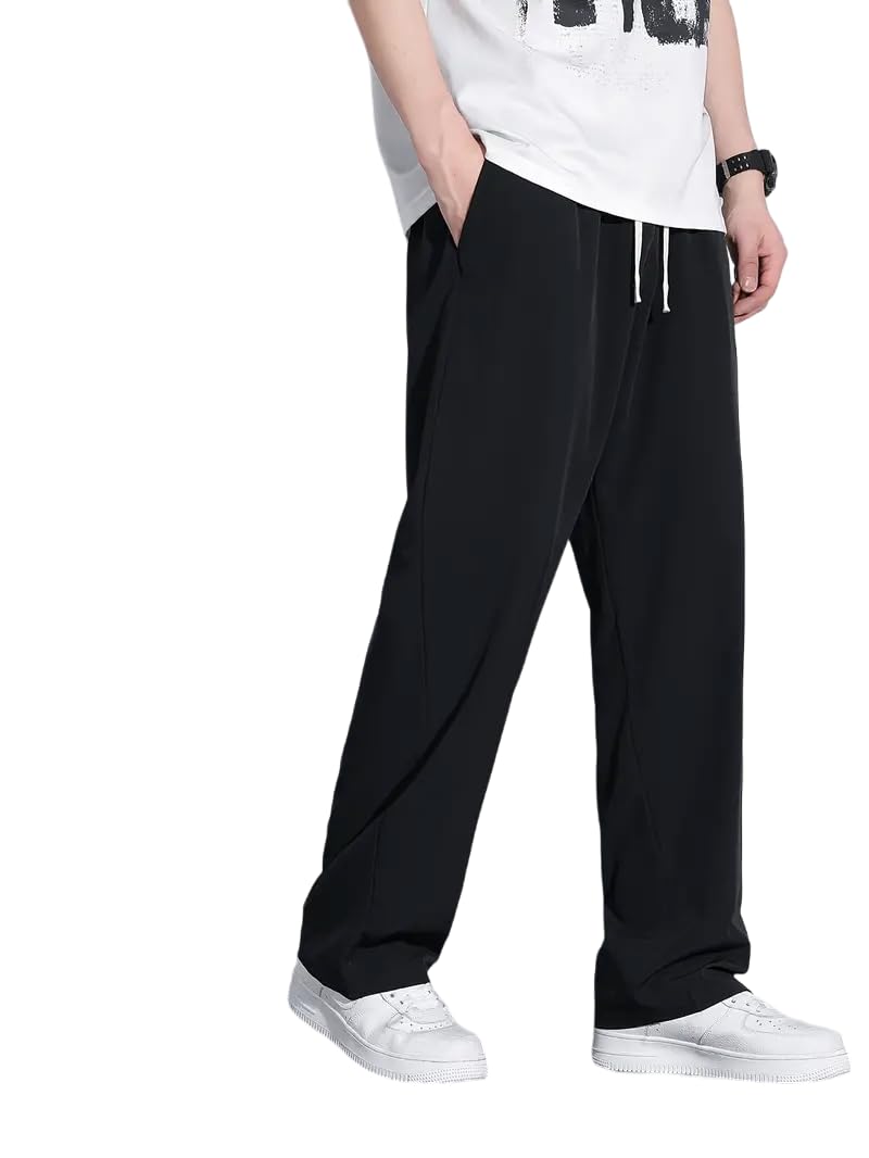 Men's/Unisex Open Bottom Drawstring Pure Cotton Stretchable Baggy Jogger Pants-image-47
