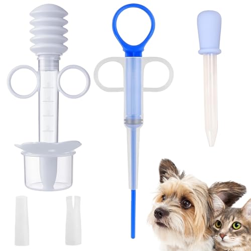 Tabletteneingeber Katze, 2 Stück Mit Praktischem Tropfer, Tablettengeber Für Katzen Mit Schluckhilfe, Milbemax Katzen Entwurmung Tabletten, Credelio...