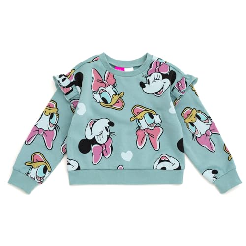 Disney Junior Girls Fleece Pullover Sweatshirt and Ribbed Flare Leggings Outfit Set Toddler to Big Kid Sizes (2T - 14-16)2