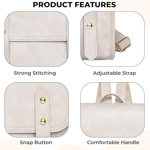 Image of Kraptick Stylish Casual Backpack | PU Leather Laptop Bag for Office, College & Travel | Lightweight & Spacious Daypack | Fits 13.3 inches Laptop | Fashionable & Durable Backpack for Women
