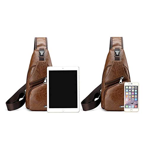 Bolsa Transversal Mensageiro Carteiro Usb Impermeável Cor:Marrom