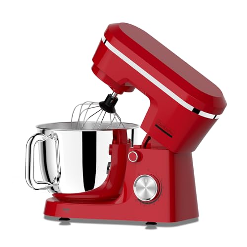 Household-Stand-Mixer-with-65-Quart-Bowl-Electric-Food-Mixer-10p-Speeds-660W-Kitchen-Tilt-Head-Bread-Dough-and-Cake-Mixers-with-Dough-Hook-Whisk-Beater-Splash-Guard-and-Egg-Separator-Red-2 Household Stand Mixer with 6.5 Quart Bowl, Electric Food Mixer 10+p Speeds 660W, Kitchen Tilt-Head Bread Dough and Cake Mixers with Dough Hook, Whisk, Beater, Splash Guard and Egg Separator (Red 2) - Image 1