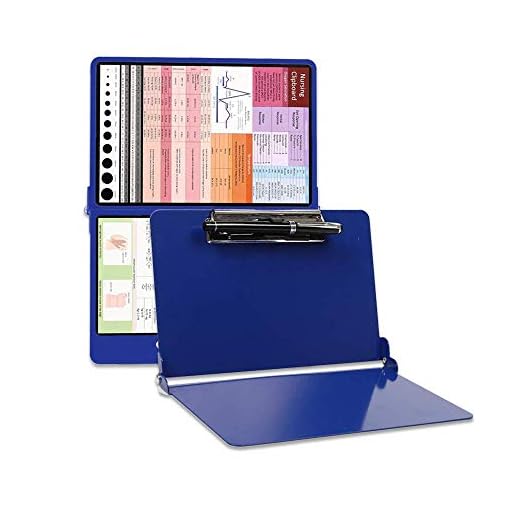 Durable Aluminum Clipboard Foldable, Lightweight, Perfect Size for Scrub Pocket, Extra 4 Stickers & Pen Holder for Easy Check & Use(Blue)