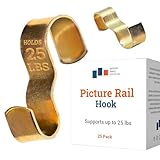 Molding Hooks - Picture Rail Hooks Wide - Brass Plated Steel - 25 Pack