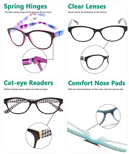 Image of Eyekepper 5-Pack Cat-Eye Reading Glasses Readers Pattern Design Reader Eyeglasses for Women Reading +3.50