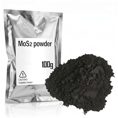 MoS2 Powder 100g 99% Pure Molybdenum Disulfide 1.3 Micron Fine Dry Lubricant High Temp Resistant Reduces Friction for Metal Gears & Bearings (100g)