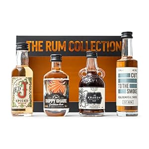 Spiced Rum Gift Set – Kraken Spiced Rum, Gift for Him – x4 5cl Alcohol Miniatures, Old J Rum, Duppy Share, Jamaican Cut…