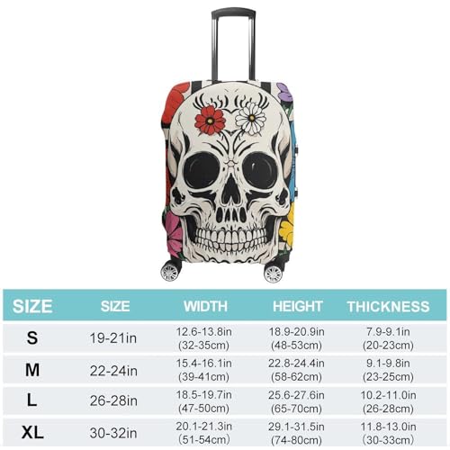 Skeleton And Flower Black And White Luggage Cover Washable Elastic Suitcase Cover, Anti Scratch Personalized Suitcase Protectors, Fashion Baggage Covers For Travel2