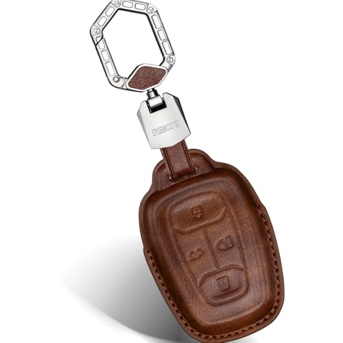 Image of Bicolor Car Key Cover Compatible for Tata Harrier | Safari | Nexon | Altroz | Tigor | EV | Punch | Tiago EV Electric 4 Button Smart Key(B-Brown)