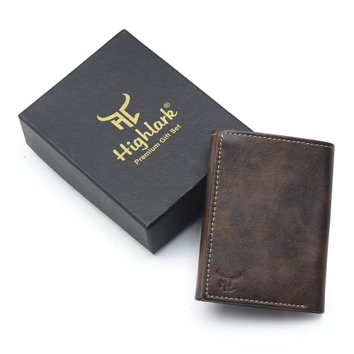 Image of Men Leather Trifold Wallet | Slim Black Wallet with 6+ Card Slots, ID Window & Cash Compartment | Premium Top-Grain Leather | Ideal Gift for Men