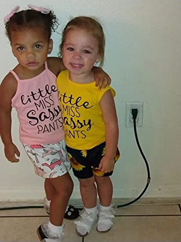 Image of Hipea Toddler Baby Girl Outfits Flower Tops Sleeveless Vest Shorts Headband Summer Clothes Set