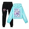 Demon Hunters Girls Cartoon Hoodie Set Kids Hooded&Pant Pullover Sweatshirt Casual Long Sleeve Suit for 4-13 Years (US, Age, 8 Years, sky)