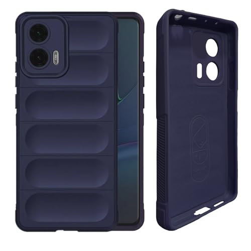 Image of A rtistque Liquid Silicone Stripes Back Cover Case for Motorola G73 | with Camera Protection | with Inner Fabric | Anti Slip Grip | AirBag Case - Blue