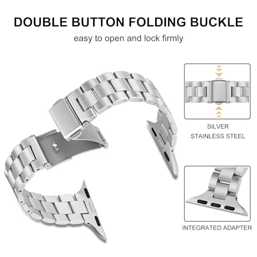 Dhwazz Band for Apple Watch Series 11 10 42mm 46mm Women, Slim Stainless Steel Strap for iWatch SE 3 2 1 Ultra Series 9 8 7 6 5 4 3 2 1 41mm 40mm 38mm 49mm 45mm 44mm 42mm by Dhwazz - Used condition - Image 4