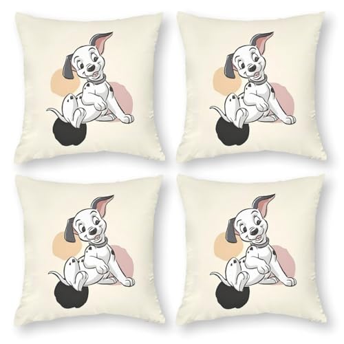 101匹わんちゃんクッションカバー 抱き枕カバー 4枚セット装飾枕カバー 通気 座布団カバー 手触りいい キャンバス アニメ 4サイズ 枕カバー 丸洗い可能
