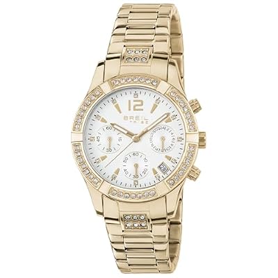 Breil, Collezione C'est Chic, Orologio Donna, Cronografo Donna in Acciaio IP Gold, con Lunetta Decorata con Cristalli, Quadrante Bianco con Finitura Satinata, Cassa 36 mm, Chiusura Déployante, Gold
