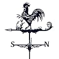 Various Shapes of Stainless Steel Creative weathervane, Black Metal Patio roof Outdoor Decorative weathervane, Outdoor Garden roof Fence weathervane (Rooster)