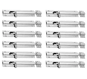 WSKART Tower Latch Bolt Classic Stainless Steel4 Inch for Door and Window Fittings 12 Pcs Hardware Latch DS302-012