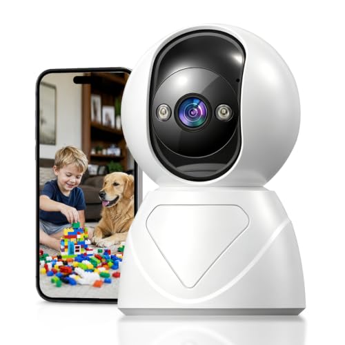 GUOANVISION Indoor Camera 5G Pan Tilt Baby Monitor Camera Security Camera for Pet/Dog 3MP HD 360 Tracking Night Vision Instant Alerts SD/No Monthly Fee -1Pack