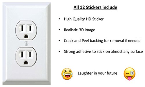 Fake Outlet Stickers Prank - Airport Wall Sockets - 12 Pack - Funny Electrical Power Plug Plate Cover Decals (Us) #TOP1