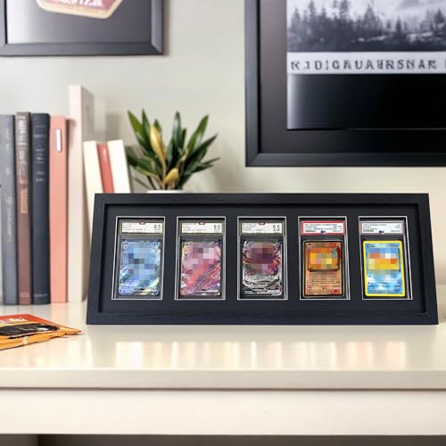Image of FramePro PSA Graded Card Display Frame, Wall Mount Baseball Trading Card Display Case ONLY fit for PSA Slabs, Display for Basketball Football Hockey Pokemon MTG Yugioh Cards 5 PSA
