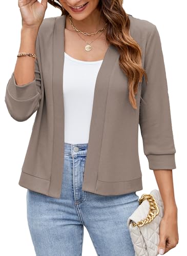 Image of Hount Womens 3 /4 Sleeve Cropped Cardigans Lightweight Casual Open Front Bolero Shrugs Sweaters