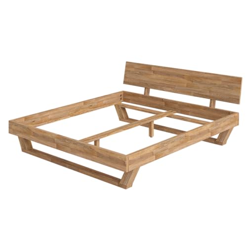 skølm Nornir Massivholzbett 180x200 cm – Bettrahmen aus Massivholz Eiche geölt – hochwertiges Holzbett mit Kufen Bettbeinen – Bettgestell mit 1 Strebe als Bettkopf – geeignet als Doppelbett – Bild 4