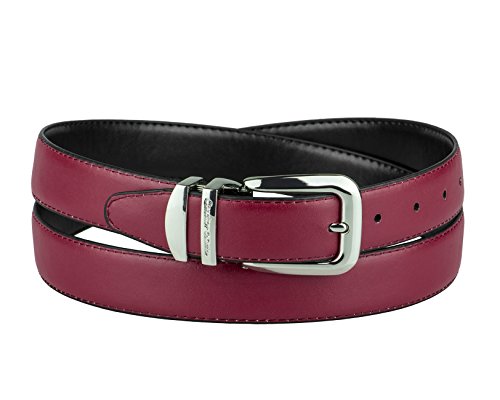 Reversible Belt Solid Colors Black Bonded Leather Silver-Tone Buckle XL