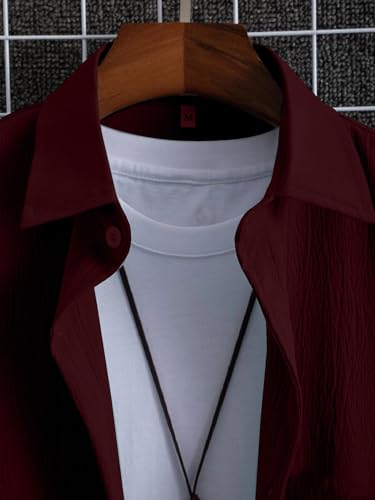 Image of ROYALICA Regular Fit Mens seer Shirt Maroon XL