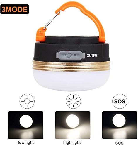 Portable LED Camping Lantern with Magnetic Base 1800mAh Power Bank USB Rechargeable 180lm LED Tent Light with 3 Modes, IP65 Waterproof Emergency Lamp for Hiking Fishing Indoor Outdoor Lighting
