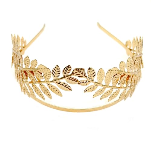 JZK Gold Roman Leaf Crown Greek Goddess Headdress Hair Tiara Hairband Headpiece for Wedding Party, Carnival