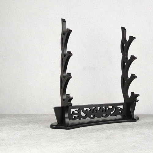 Support d'épée katana élégant en bois noir pour bureau et collection de samouraï