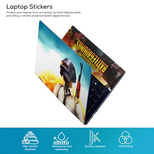 Image of Galaxsia PUBG D1 Top+Wrist Pad Vinyl Laptop Skin /Sticker /Cover Upto 15.6 Inches Laptops Laminated-Removable-HD Quality Compatible for Hp-Dell-Sony-Lenovo-Asus etc.(15x10 Inches)