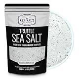 Black Truffle Salt for Soups and Sauces – Infused Italian Salts with Natural Truffle Oil that Adds Flavor to Popcorn and Fries – 14 Oz Bag by Sea Salt Superstore