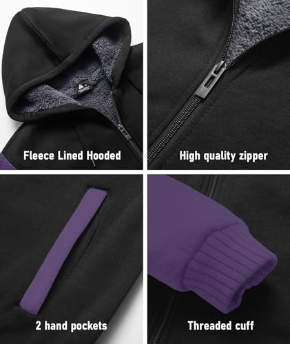 Image of SCODI Hoodies for Men Heavyweight Fleece Sweatshirt Zip Up Thick Jacket