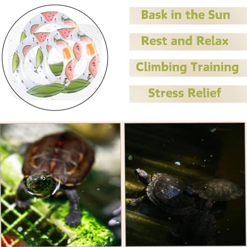 Image of 5 Pack 4.3 Inch Inflatable Turtle Swimming Ring Turtle Floating Platform Toy Small Animal Floaties Swimming Ring Basking Rest Dock for Turtle Tortoise (Fruit)