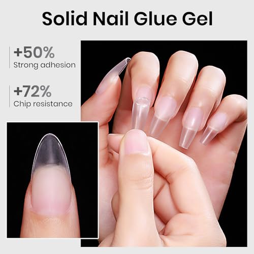 MIZHSE Solid Nail Glue, 18g Solid U V Gel Nail Glue Gel for Nails and Mini Light LED Lamp for Acrylic Nails Tips Long Lasting Rhinestone Glues for Salon Home DIY