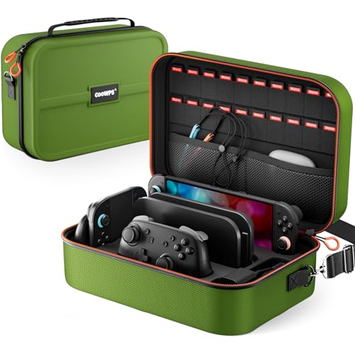 ZOZOVR Switch 2 Funda para Nintendo Switch 2 (2025), Estuche RíGida PortáTil con ProteccióN Total para Viajes, 20 Ranuras para Juegos , Bolsa Grande Antipolvo para Switch 2 Accesorios , Verde