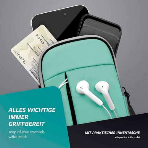 Poco M7 Pro 5G étui à bandoulière 3-en-1 avec sac banane et portefeuille menthe - 5