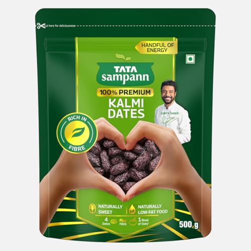 Tata Sampann Premium Kalmi Dates/Khajoor, 500g, Rich in Fibre, Na...
